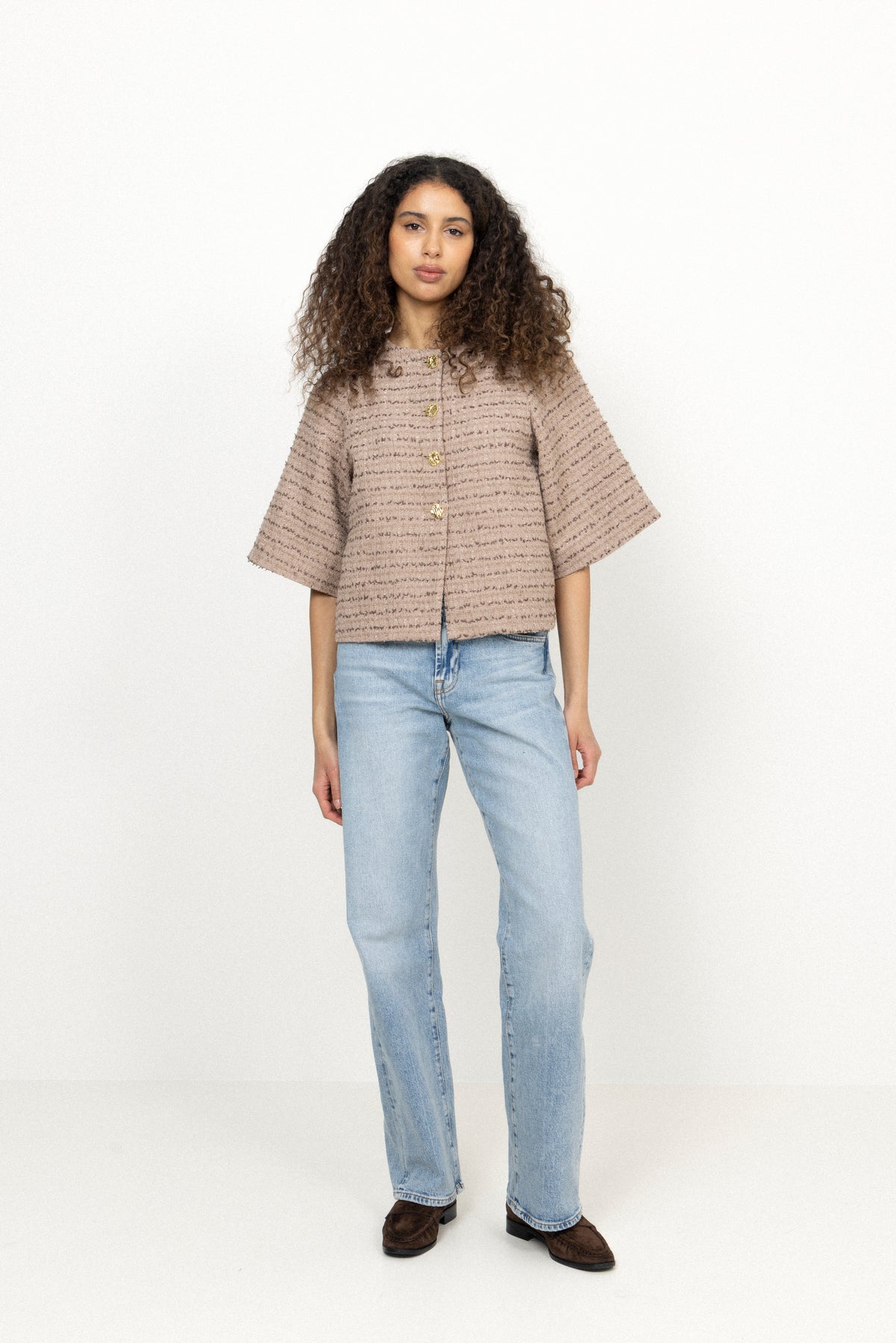 Rosella Boucle Mini Jacket - Taupe
