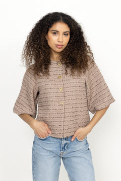 Rosella Boucle Mini Jacket - Taupe