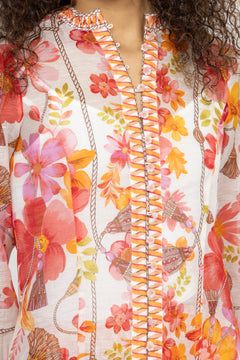 Zola Silk Linen Blouse - Coral