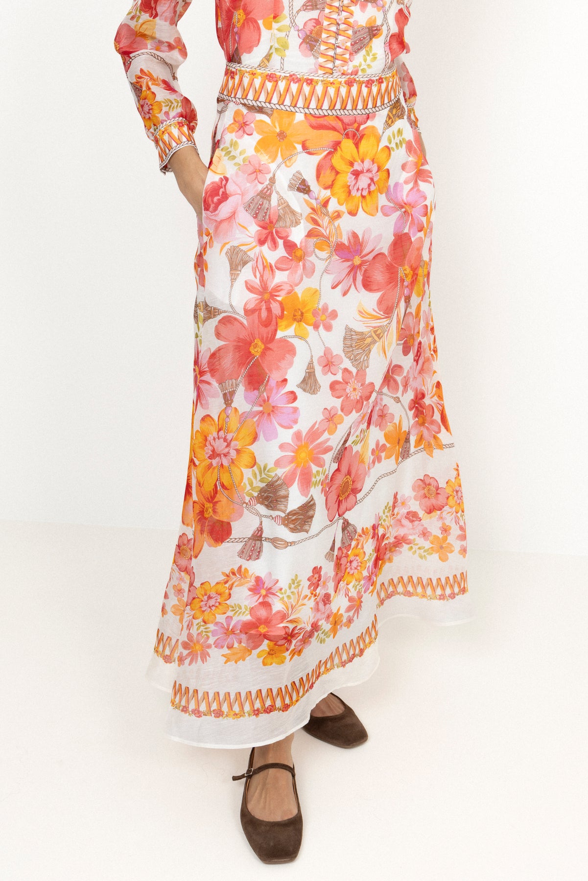 Quitterie Long Skirt - Coral