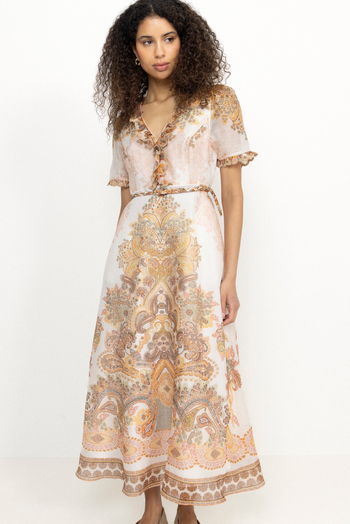 Micah Long Dress Silk Linen - Ivory
