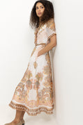 Micah Long Dress Silk Linen - Ivory