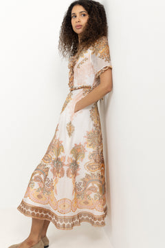 Micah Long Dress Silk Linen - Ivory