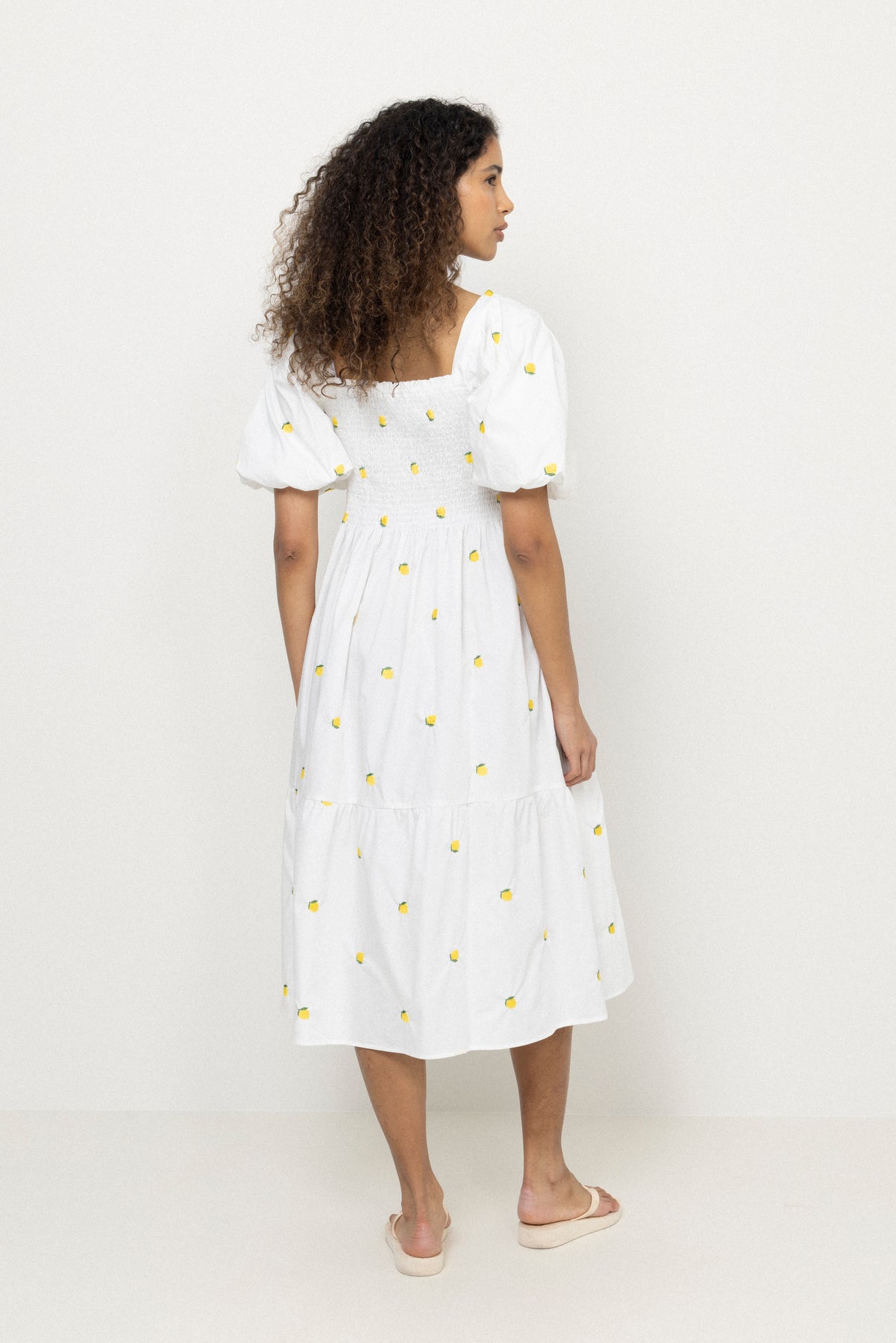 Cheri Fruit Dress - White/Yellow