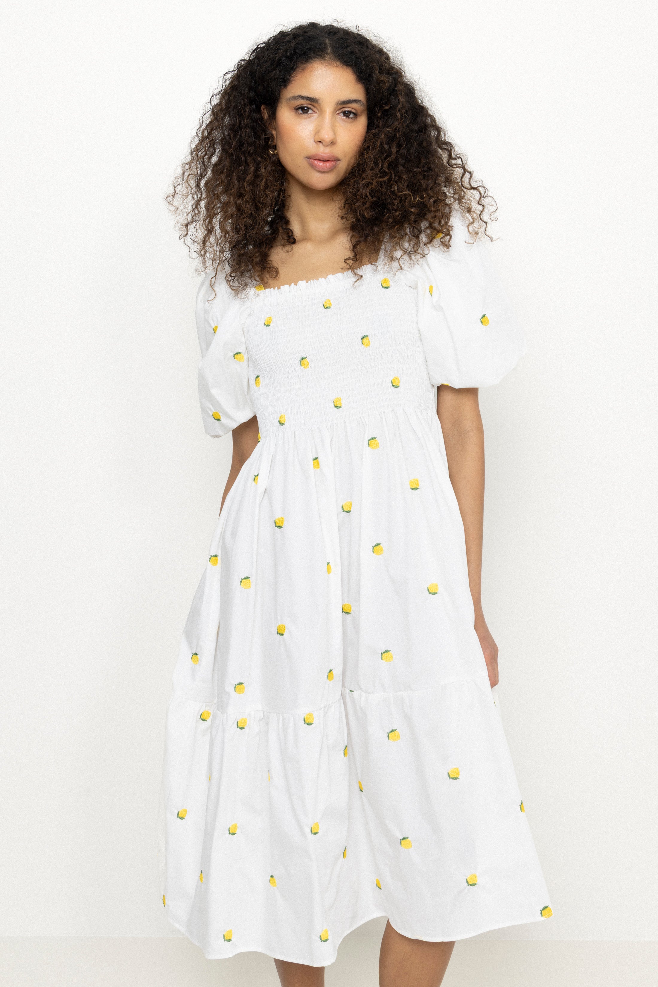 Cheri Fruit Dress - White/Yellow