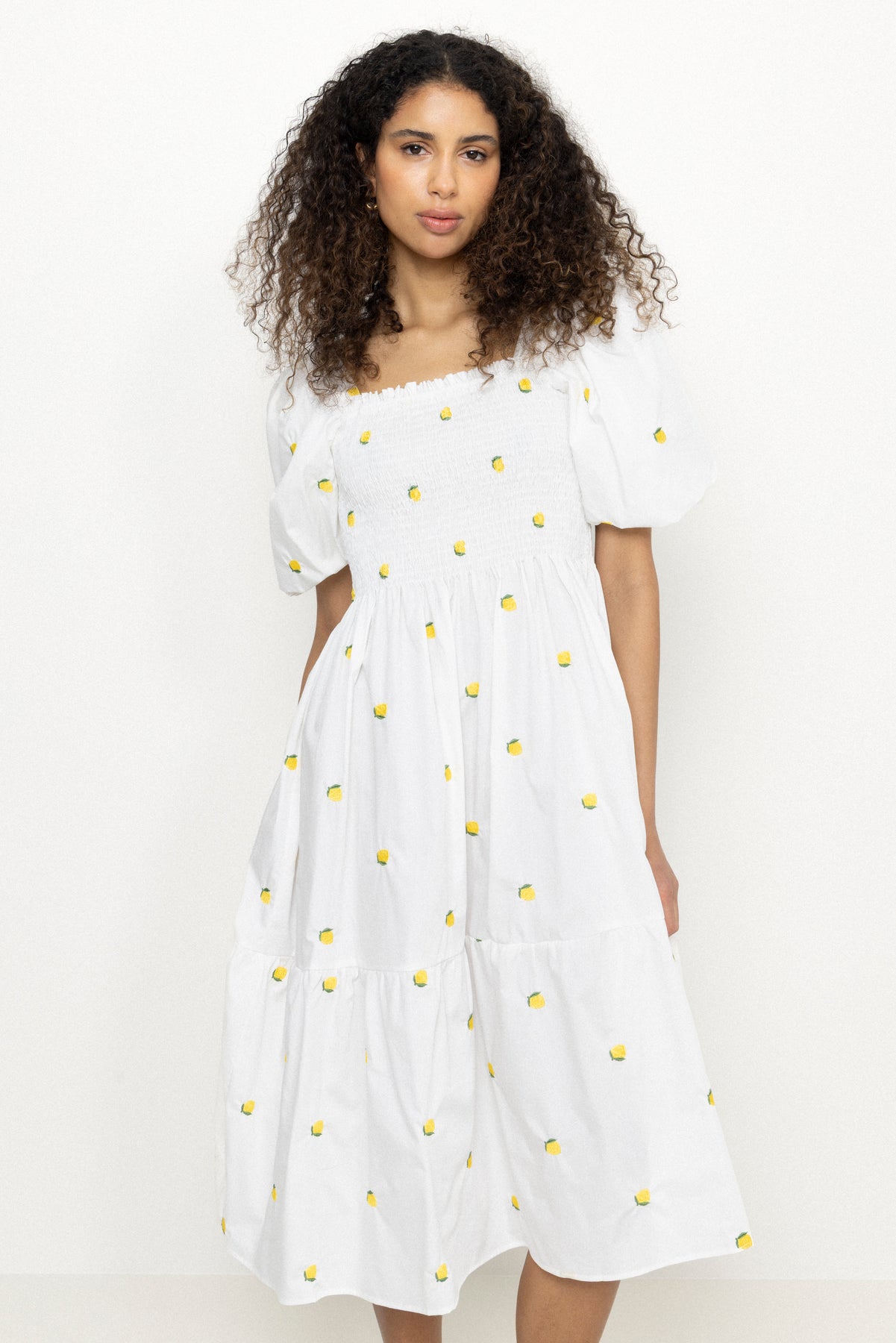 Cheri Fruit Dress - White/Yellow