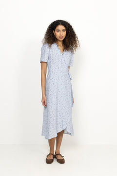 Peony Dress - Light Blue/Off White