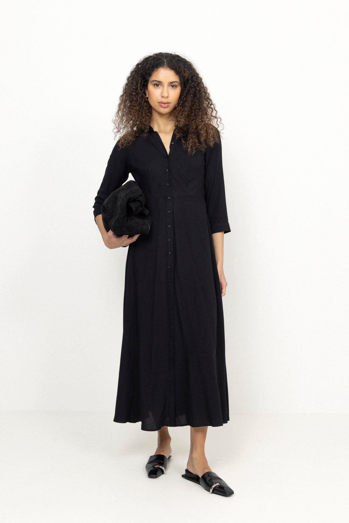 Yassavanna Long Shirt Dress - Black