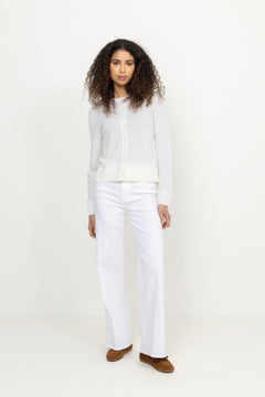 Thea Ls Knit Merino Cardigan - Egret