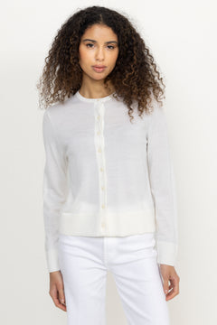 Thea Ls Knit Merino Cardigan - Egret