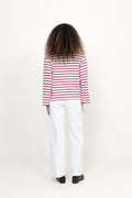 Wada Ls Stripe Collar Top - Anemone Snow White