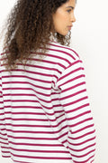 Wada Ls Stripe Collar Top - Anemone Snow White