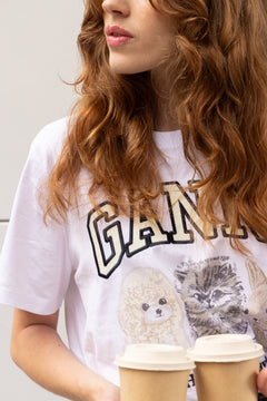 Basic Cotton Jersey Animals Relaxed T-Shirt - Bright White