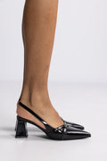 Biamaralyn Buckle Slingback Faux Leather - Black Patent