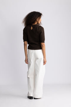 Lulu Ss Open Back Knit O-Neck - Delicioso