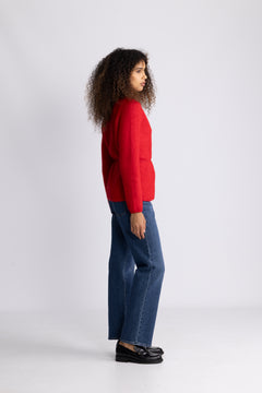 Sia Ras Ls Knit Belt Cardigan - Equestrian Red