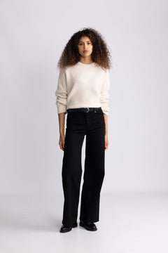 Sia Ras Ls Knit New O-Neck - Birch Melange