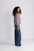 Essential Ls Striped Boxy Tee - Fig Bright White