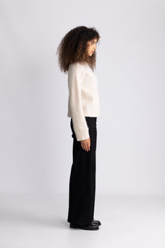 Sia Ras Ls Knit New O-Neck - Birch Melange