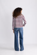 Essential Ls Striped Boxy Tee - Fig Bright White