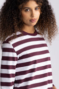 Essential Ls Striped Boxy Tee - Fig Bright White