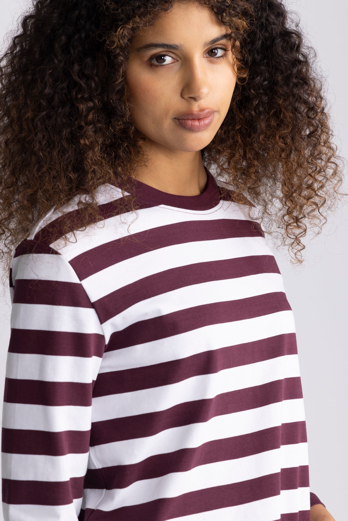 Essential Ls Striped Boxy Tee - Fig Bright White