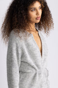 Sia Ras Ls Knit Belt Cardigan - Light Grey Melange