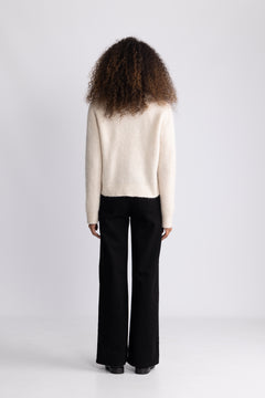 Sia Ras Ls Knit New O-Neck - Birch Melange