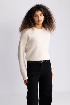 Sia Ras Ls Knit New O-Neck - Birch Melange