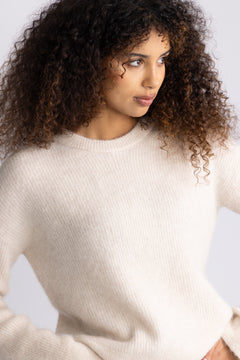 Sia Ras Ls Knit New O-Neck - Birch Melange