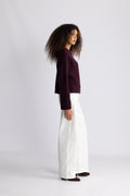 Sia Ras Ls Knit New O-Neck - Fig Melange