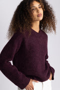 Sia Ras Ls Knit New O-Neck - Fig Melange