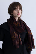 Magna Flower Siw Scarf - Chocolate Brown