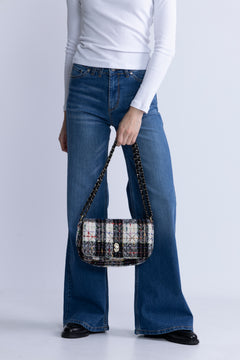 Boucle Checked Hollis Bag - Black