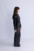 Fio Leather Overshirt - Black