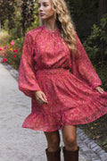 Raina Chiffon B Dress - Red Paisley