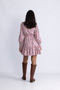 Liv Cord Flower Dress - Pink Flower