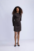 Tailor Ls Short Dress - Seal Brown