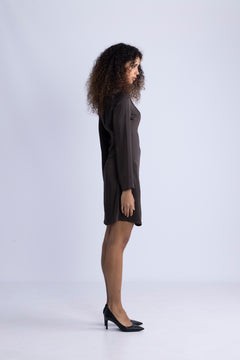 Tailor Ls Short Dress - Seal Brown