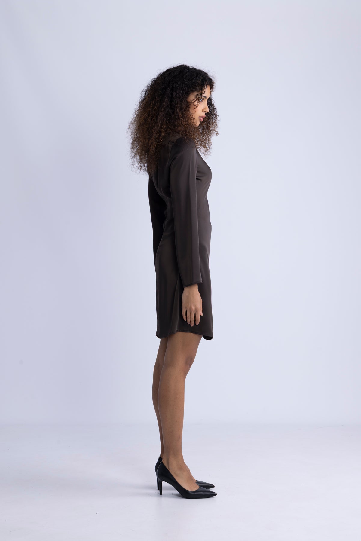 Tailor Ls Short Dress - Seal Brown