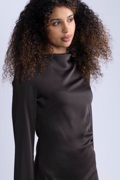 Tailor Ls Short Dress - Seal Brown