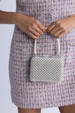 Pearl Embellished Micro Bag - Cream