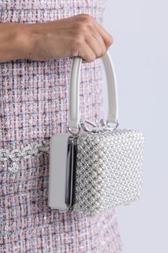 Pearl Embellished Micro Bag - Cream
