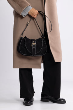 Maria Stitch Suede - Black W. Gold