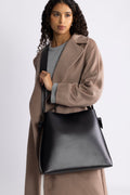 Stella Large Leather Bag - Black