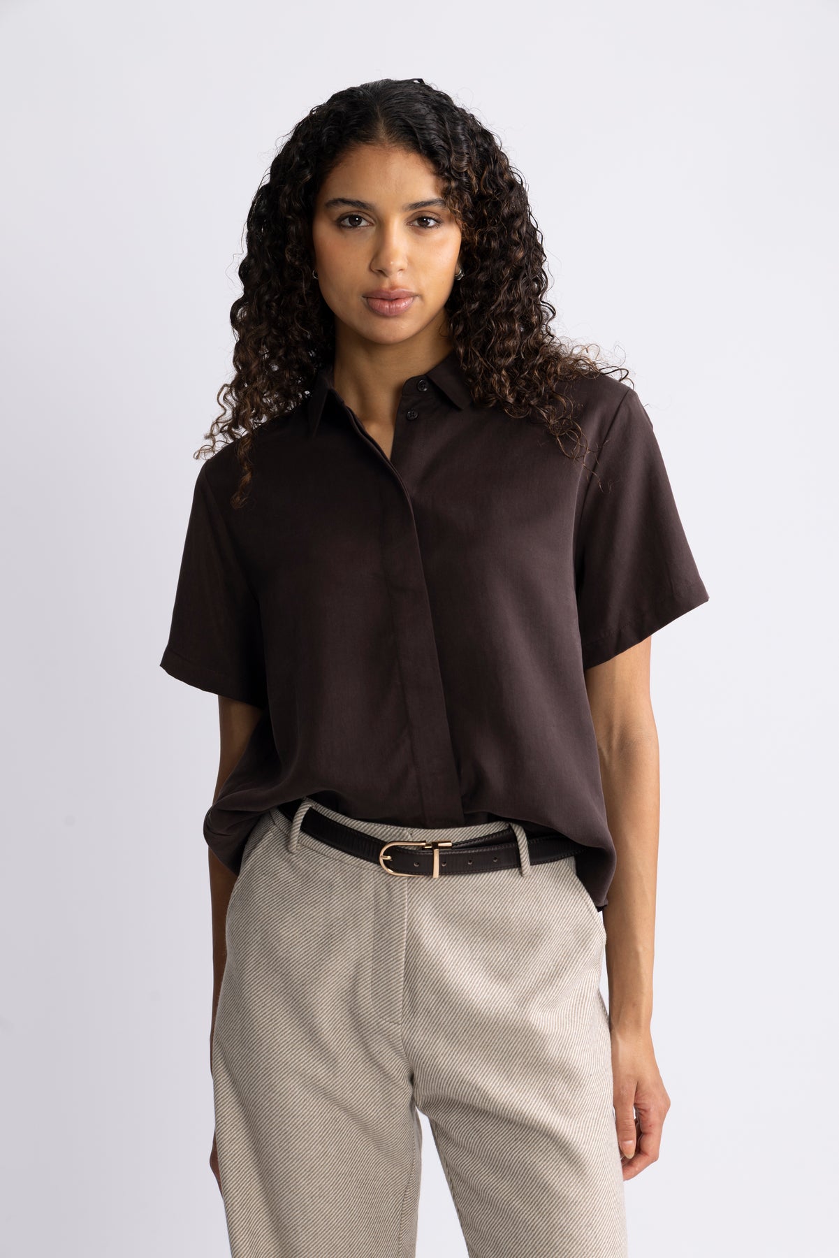 Mina Ss Shirt - Black Coffee