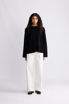 Yasbabette Ls O-Neck Knit Pullover - Black