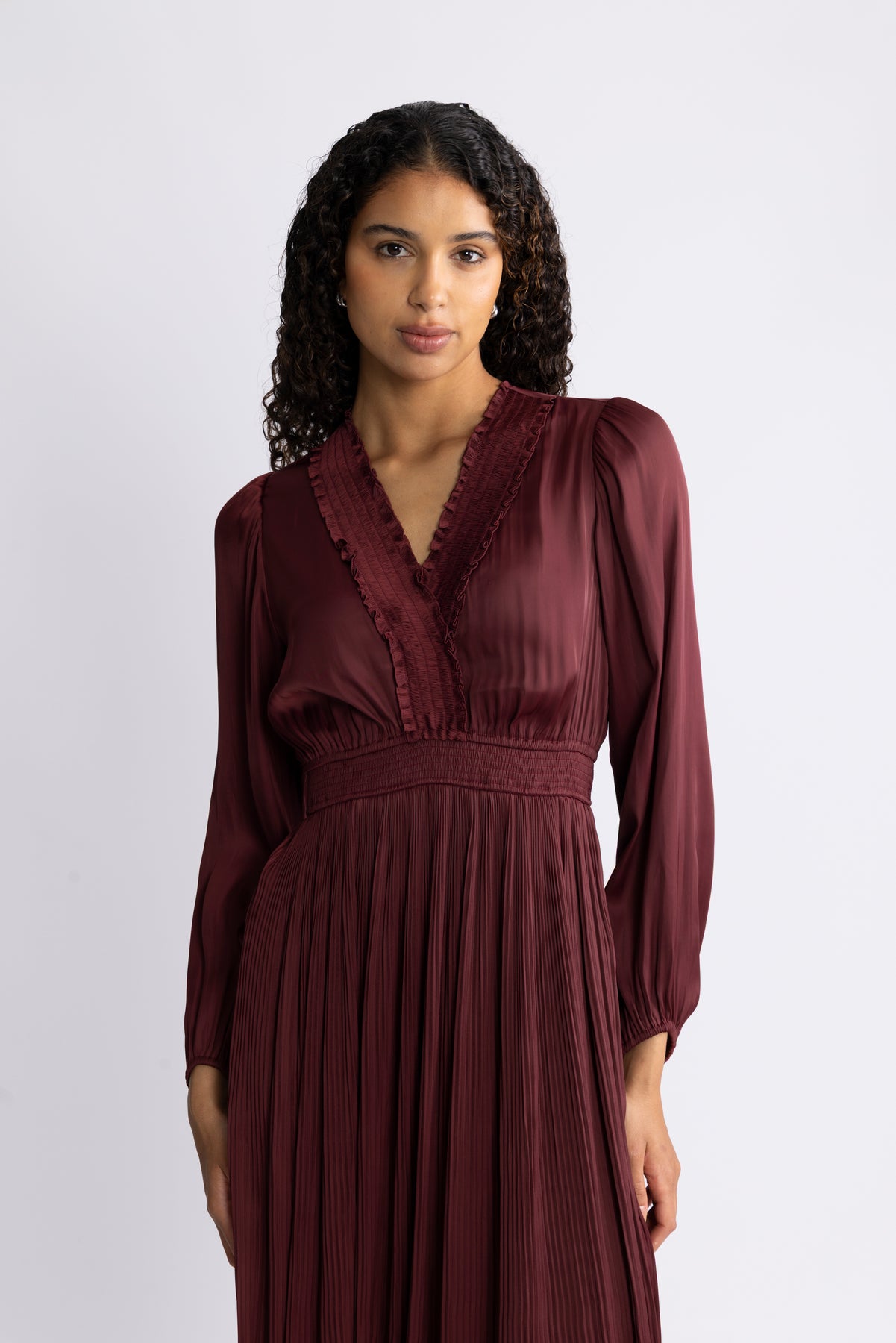Alisson Solid Dress - Wine