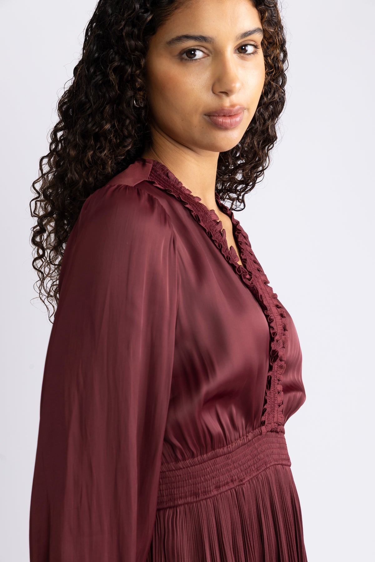 Alisson Solid Dress - Wine