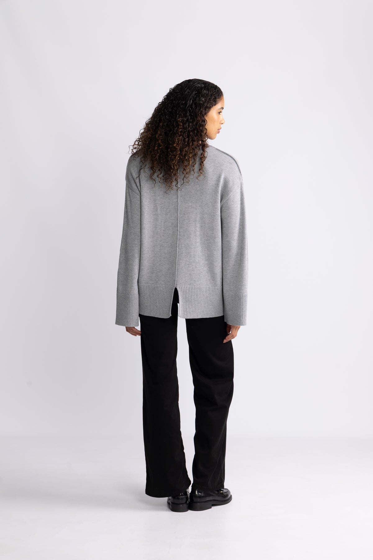 Yasbabette Ls O-Neck Knit Pullover - Medium Grey Melange